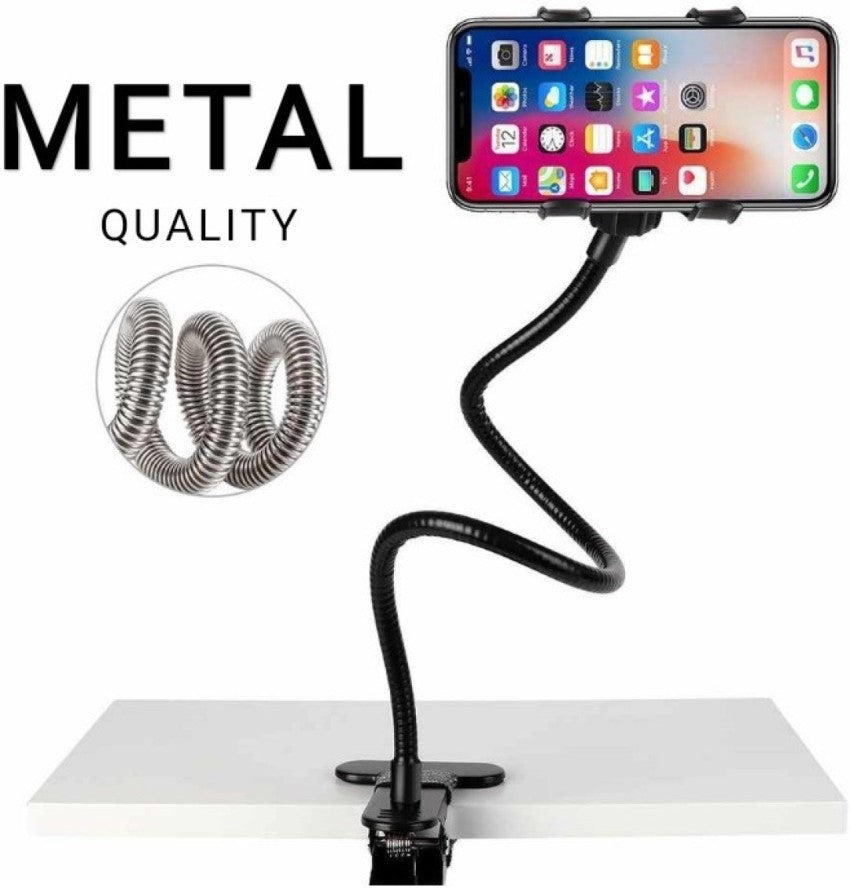 Universal Flexible Mobile Snake Stand Holder for Table Lazy Bracket Two Clamp Flexible 360 Rotating Phone Stand Mobile Phone Holder Stand For Bed, Desk, Table