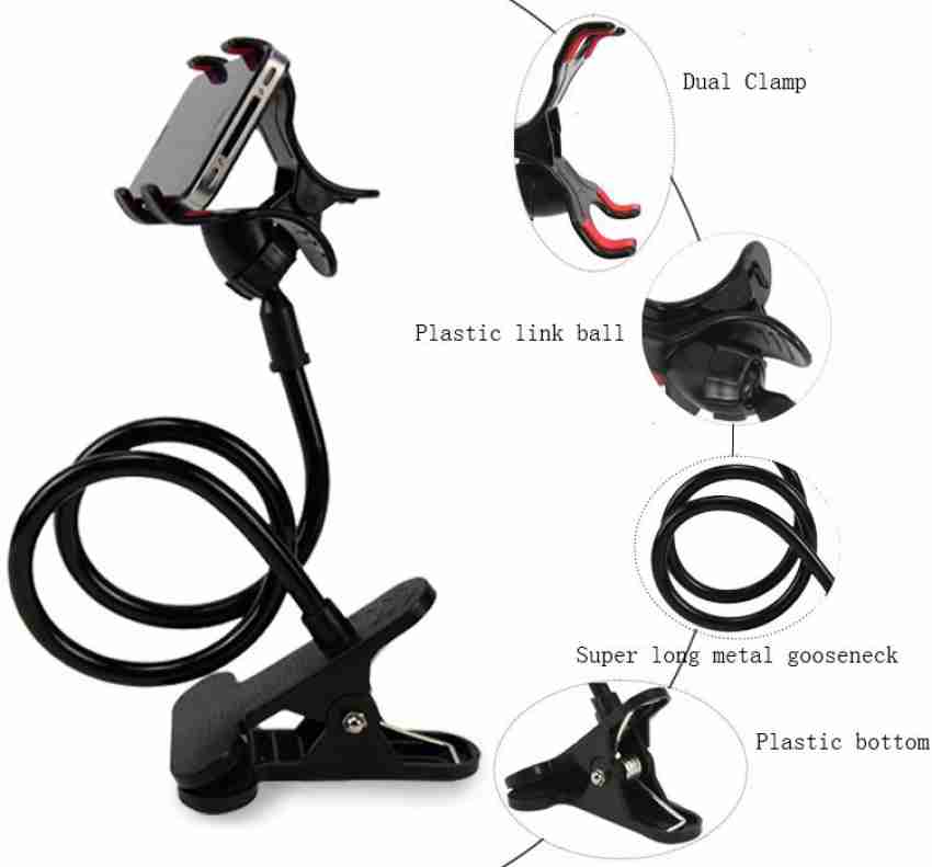 Universal Flexible Mobile Snake Stand Holder for Table Lazy Bracket Two Clamp Flexible 360 Rotating Phone Stand Mobile Phone Holder Stand For Bed, Desk, Table